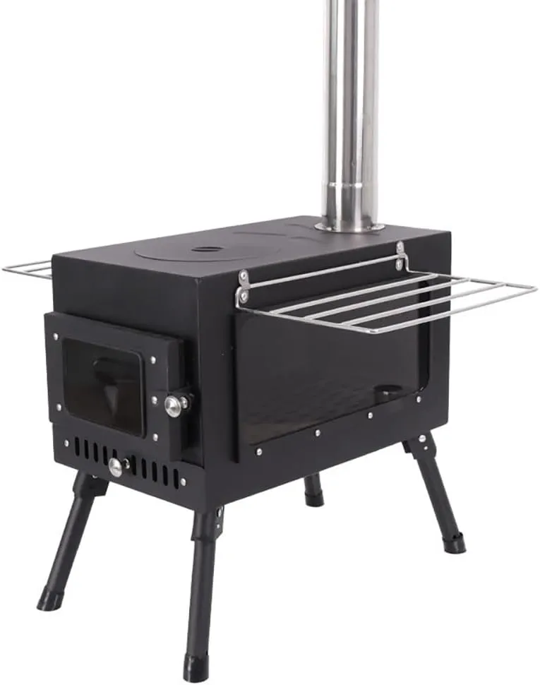 Foldable Camping Tent Stove Wood Stove, Burning Portable with Chimney Pipes/a