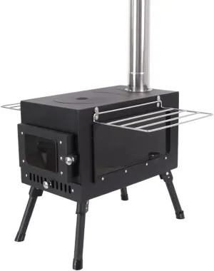 Foldable Camping Tent Stove Wood Stove, Burning Portable with Chimney Pipes/a