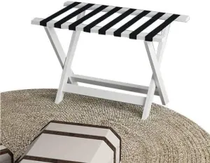Foldable Luggage Rack for Hotel Guest Room, Suitcase Stand Solid Wood Foldable Travel Bag Floor-Standing Nylon Bandage Hotel Movable (Color : Black, Size : 60x45x50cm) (White 60x41x49cm) (Bl