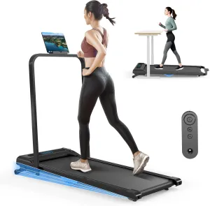 Foldable Walking Pad 2 in 1 Portable Treadmill for Home, 2.5HP Under Desk Treadmill, Remote Control Walking Pad Max Speed 3.8 MPH, Max Weight 300 lbs, Incline, Compact, LED Display