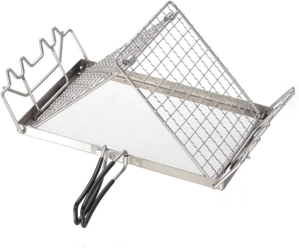 Folding Camp Stove Toaster Stainless Steel Bread Toaster Rack for Camping Backpacking Picnic