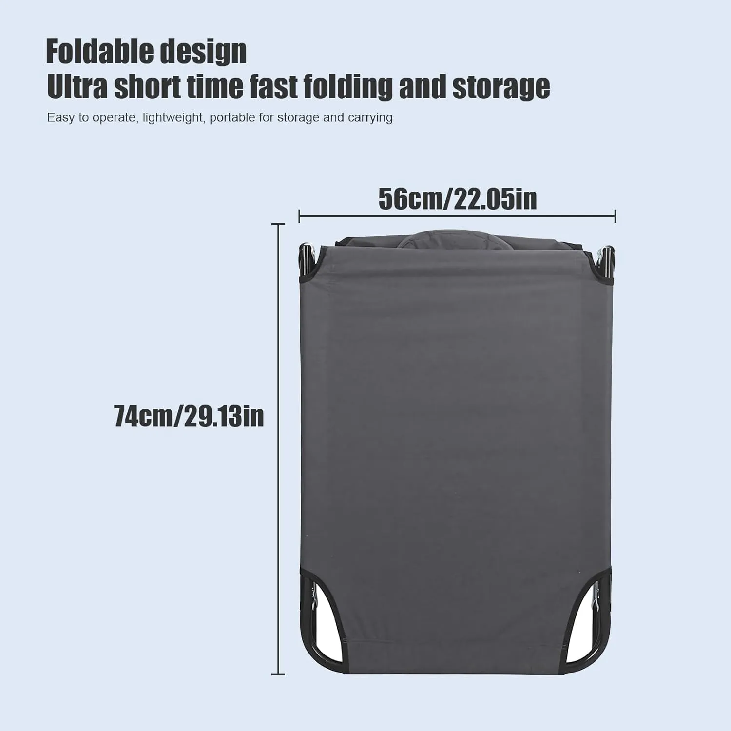 Folding Camping Cot for Adults, Reclining Folding Chaise for Indoor Outdoor Travel, Heavy Duty Lounger Chair with Face Hole, Height Adjustable, Sunbathing Chair for Patio Poolside Lawn Beach
