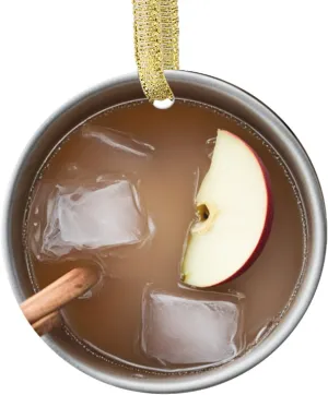 Food Themed Christmas Xmas Ornament Apple Cider Mule Drink with Ice Foodie Accessories Gifts Holiday Tree Ornaments (Flat Design - NOT 3D)