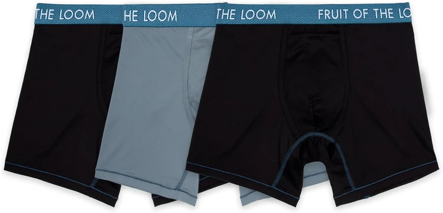Fruit of the Loom Men's Getaway Boxer Briefs, Lightweight Breathable Fabric, Quick Dry & Odor Control