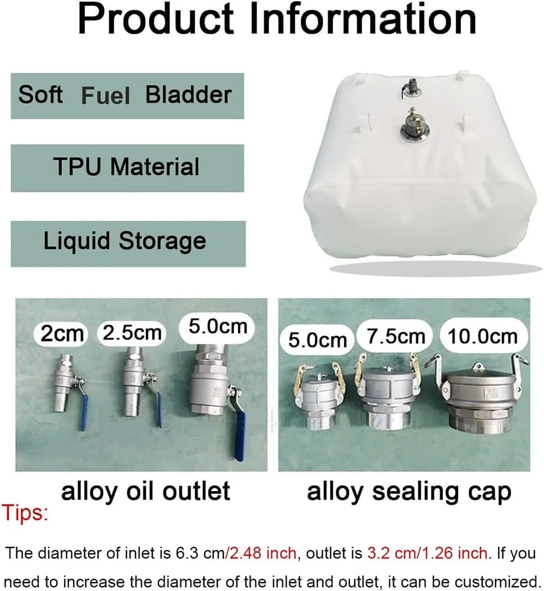 Fuel Bladder Outdoor Petrol Storage Bag, Foldable Transfer Tank Emergency Tanks for Extended Range Fishing, Boating,Yachting, Sailing, Ferrying, Marine Cruising Trips Motor Sport Racing(1*1*0.55m/500L