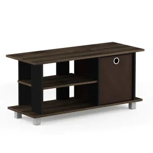 FURINNO Simplistic Entertainment TV Stand with Storage Bin, Columbia Walnut/Dark Brown