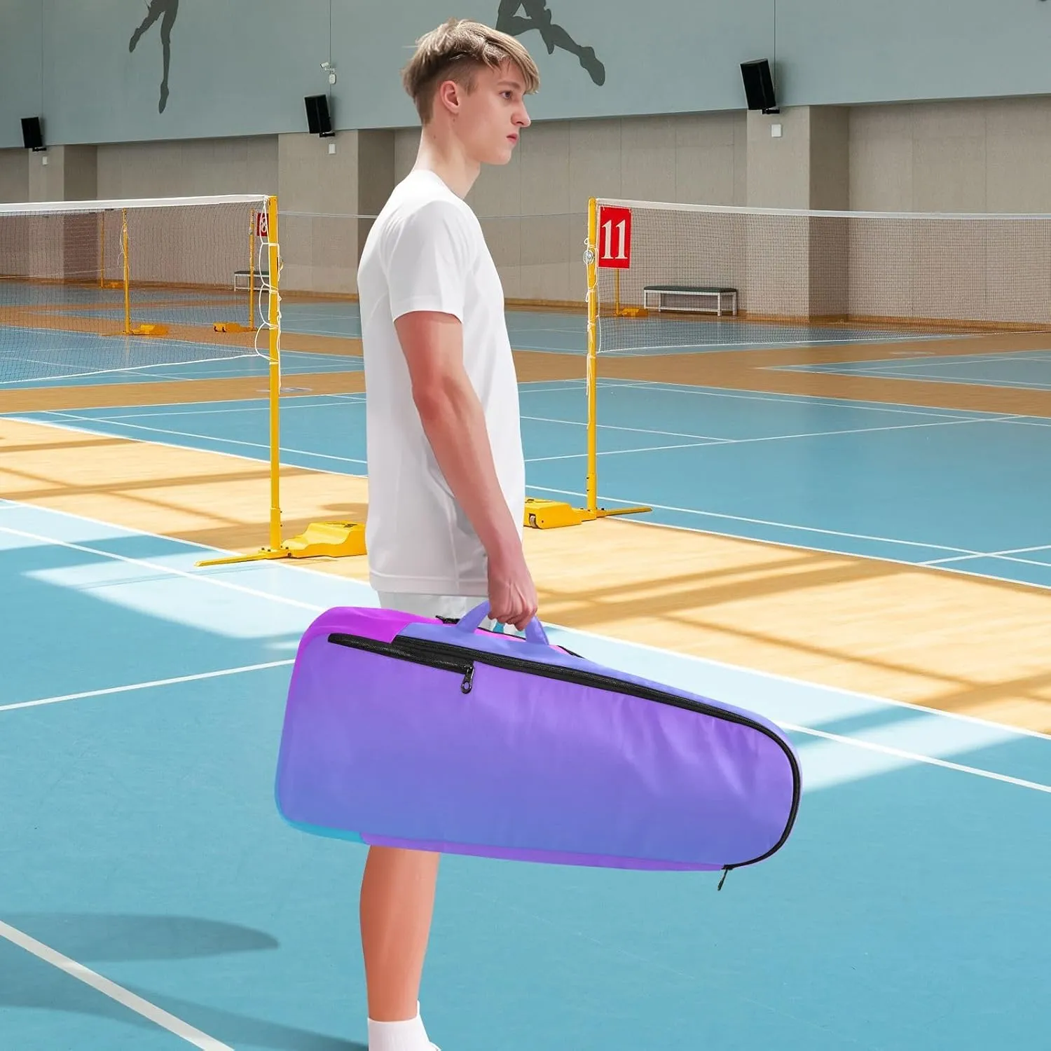 GAIGEO Teal Turquoise Glitter Sparkle Racket Bag, Multilayer Design Pickle Ball Bag, Sports and Daily Use