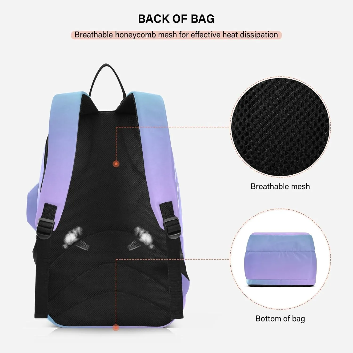 GAIGEO White Polka Dots Blue Pickleball Backpack, Large Capacity Pickleball Caddy, Various Storage Methods