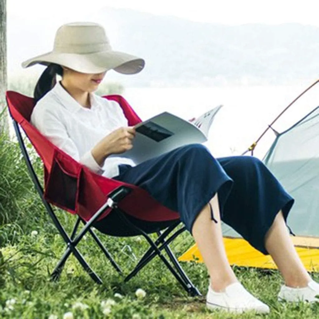 GaRcan Easy to Assemble Folding Chair Outdoor Oversized Heavy Duty Padded Outdoor Chair Breathable Fishing Chair for Lawn Beach 70x43x37cm Portable (Red1)