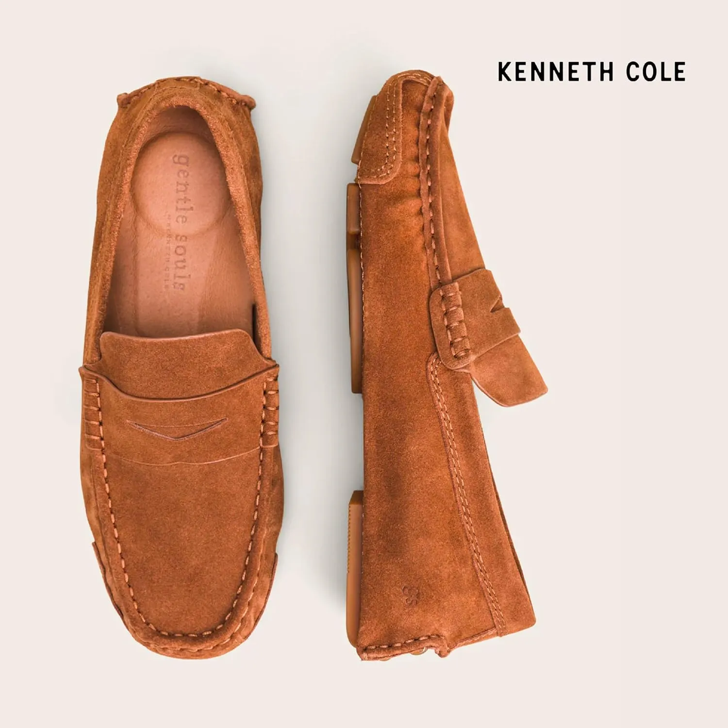 Gentle Souls by Kenneth Cole Men's Mateo Driver Soft Suede Penny Loafer, Built-in Arch Support