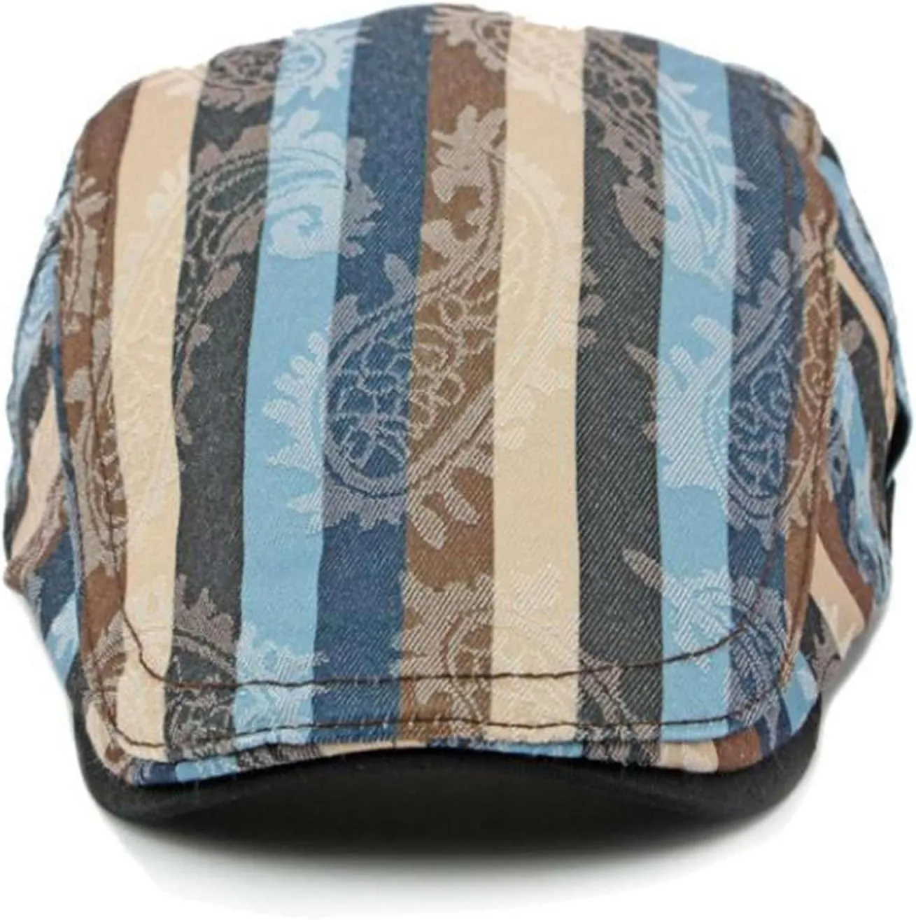 GIBZ Striped Flat Hat Newsboy Cap Retro Driving Hats Adjustable Ivy Caps for Men Women