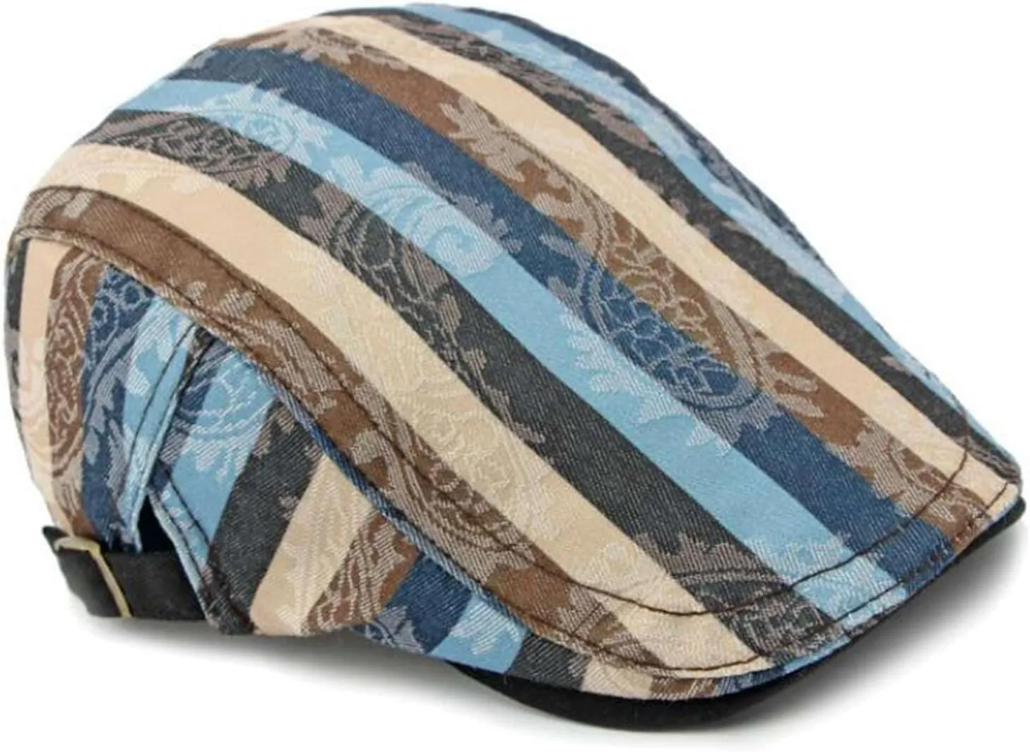 GIBZ Striped Flat Hat Newsboy Cap Retro Driving Hats Adjustable Ivy Caps for Men Women