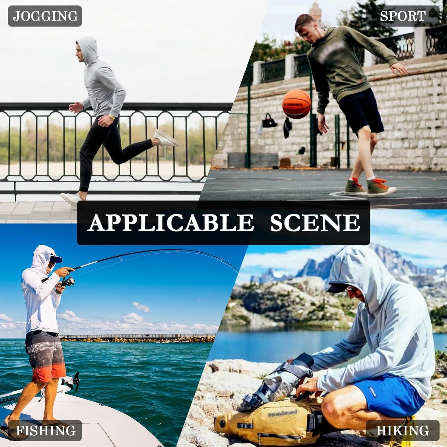 Gingham Tangerine Mens Hoodie Sun Protection Long Sleeve UPF 50   Sun Shirt with Hood Swim Shirt Hooded Rashguard for Men