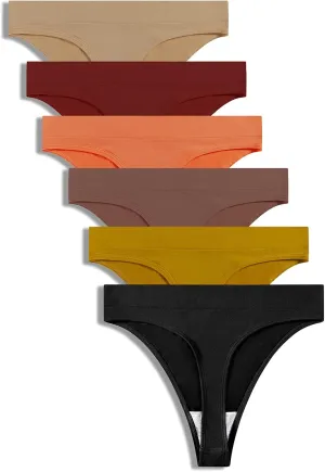 GRANKEE Women's Breathable Seamless Thong Panties No Show Underwear Pack