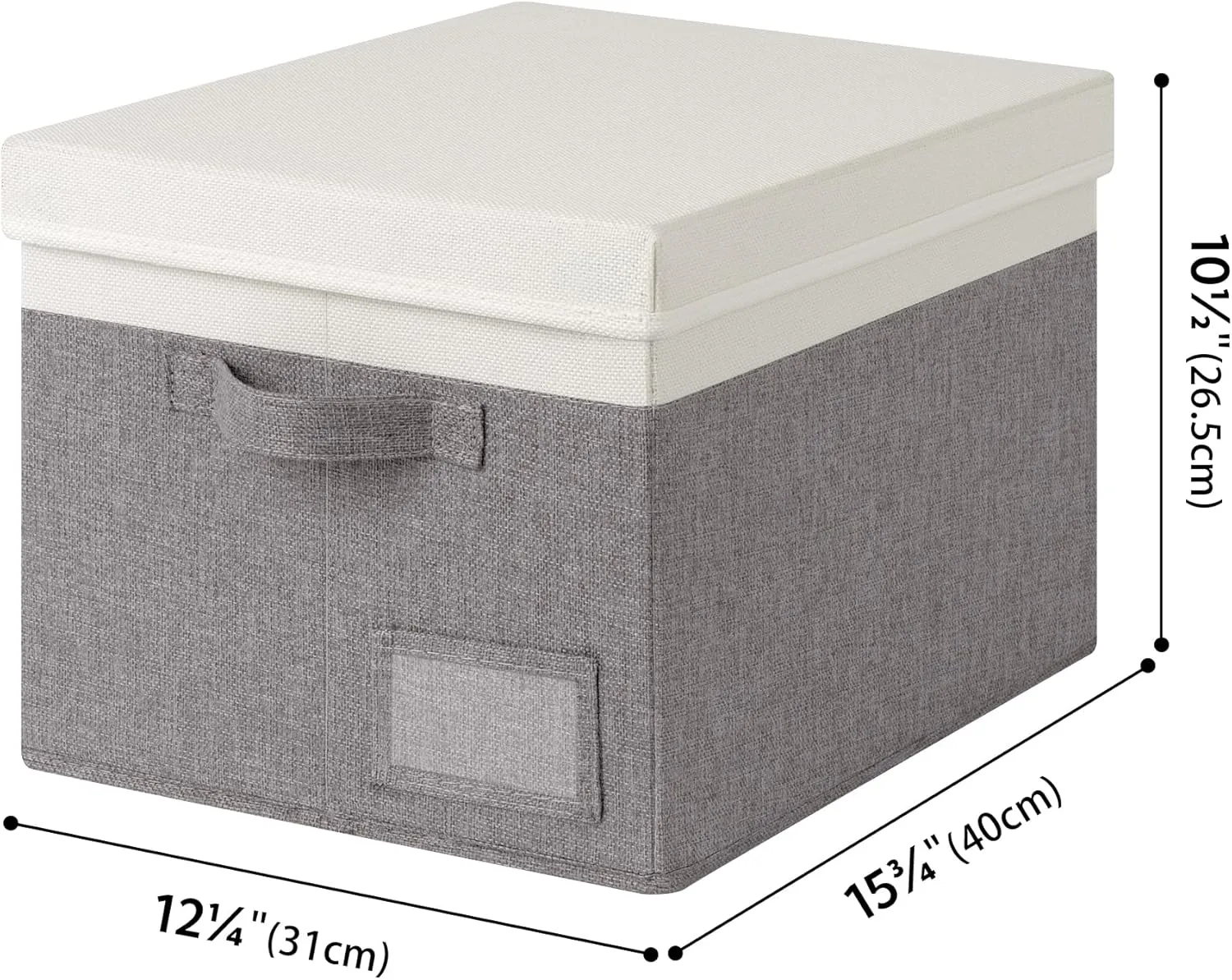 GRANNY SAYS Linen Storage Box, Collapsible Storage Bin with Lids and Label Holder, Clothes Organizer - 3-Pack, Gray & Ivory