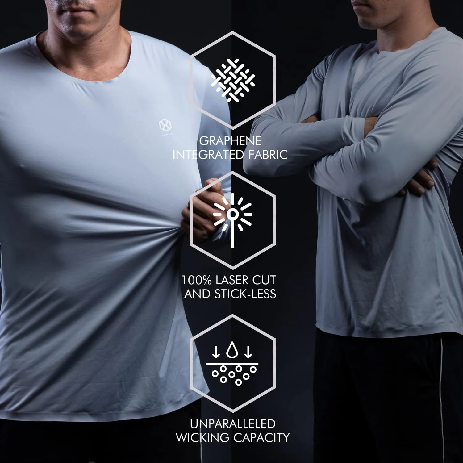 GRAPHENE-X Mens Layer-X Long Sleeve Shirt | Graphene Integrated Fabric Laser Cut & Stitchless | Anti-Smell Anti-UV Technology