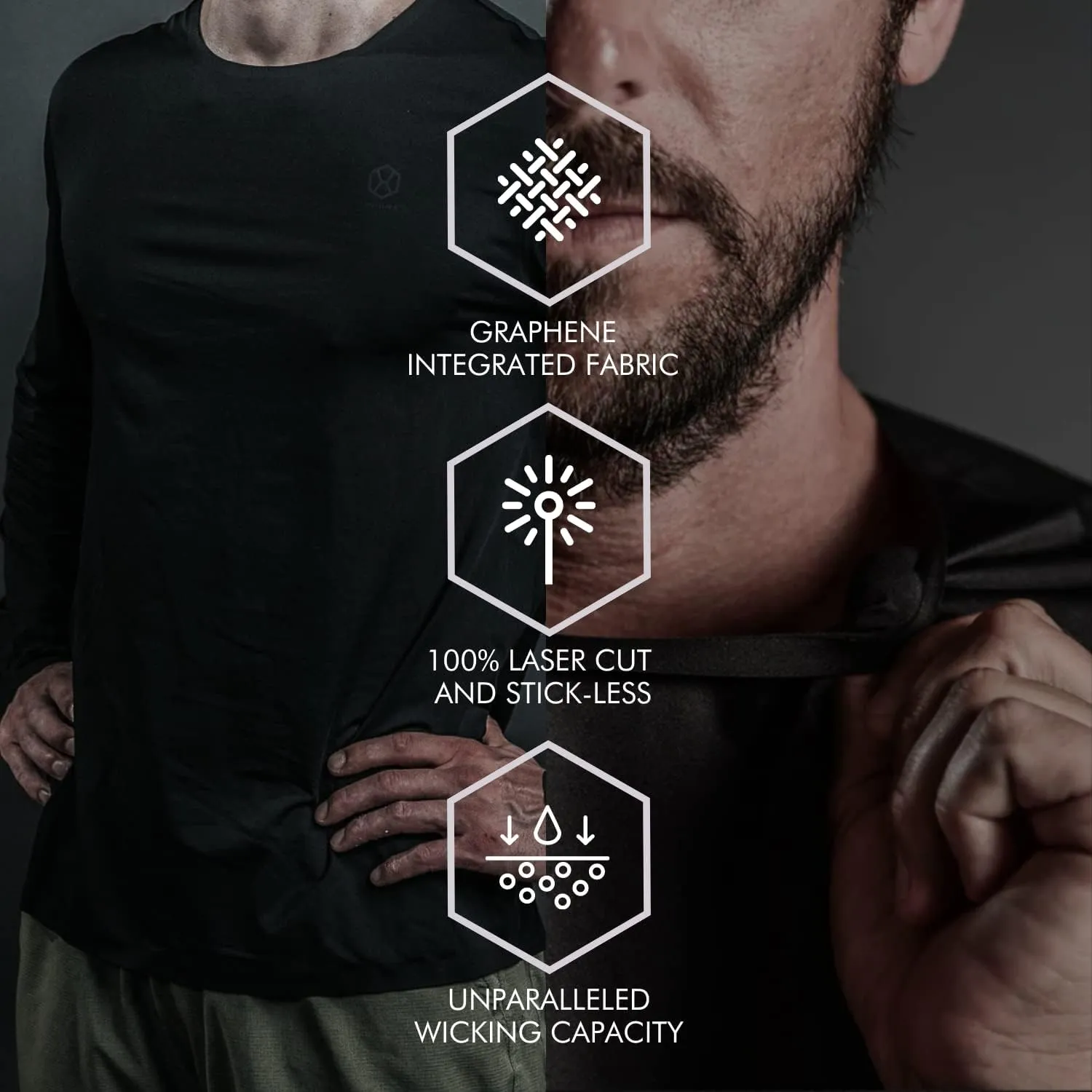 GRAPHENE-X Mens Layer-X Long Sleeve Shirt | Graphene Integrated Fabric Laser Cut & Stitchless | Anti-Smell Anti-UV Technology