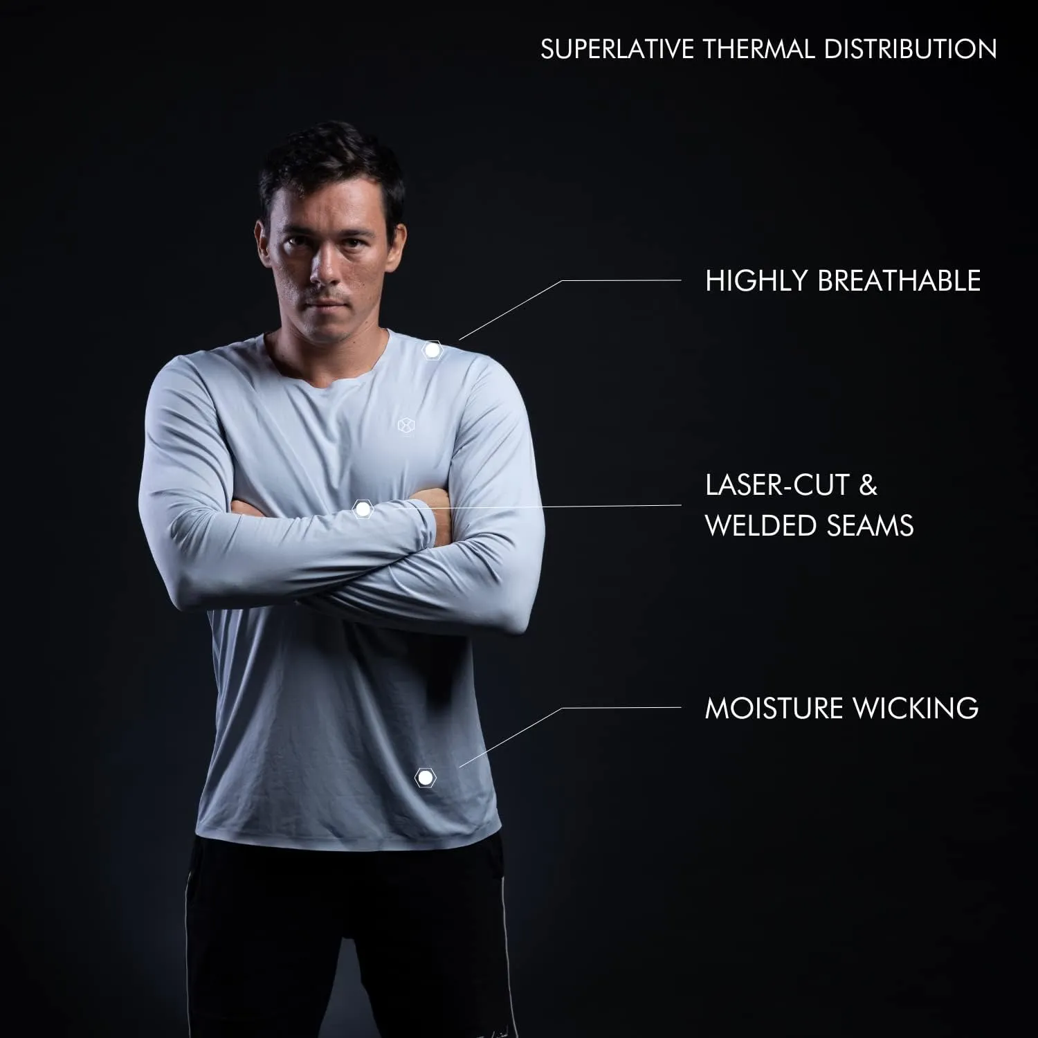 GRAPHENE-X Mens Layer-X Long Sleeve Shirt | Graphene Integrated Fabric Laser Cut & Stitchless | Anti-Smell Anti-UV Technology