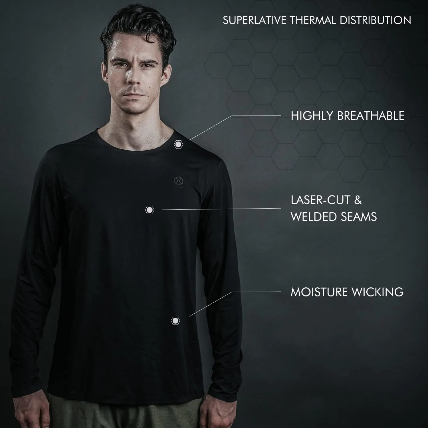 GRAPHENE-X Mens Layer-X Long Sleeve Shirt | Graphene Integrated Fabric Laser Cut & Stitchless | Anti-Smell Anti-UV Technology