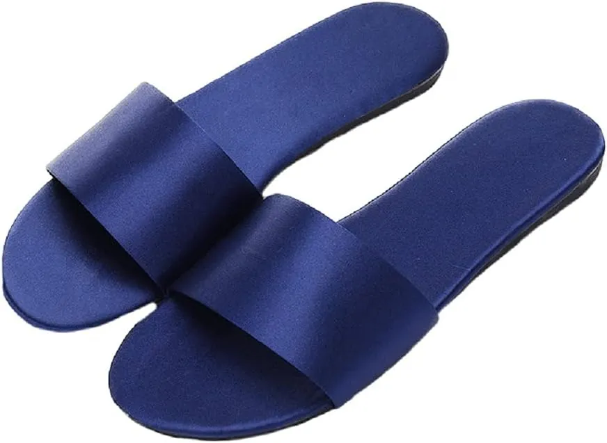 HANDKEI Women's Home Slippers Summer Satin Indoor Breathable Flat Sandals Slippers
