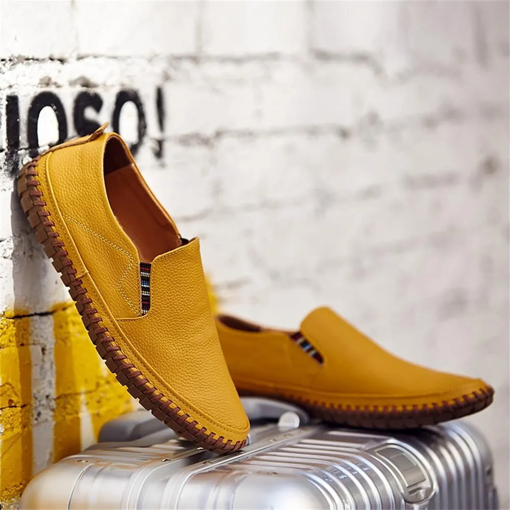 Handmade Leather Men's Loafers Moccasin Driving Shoes Slip on Soft Flats Shoes Men's Casual Shoes