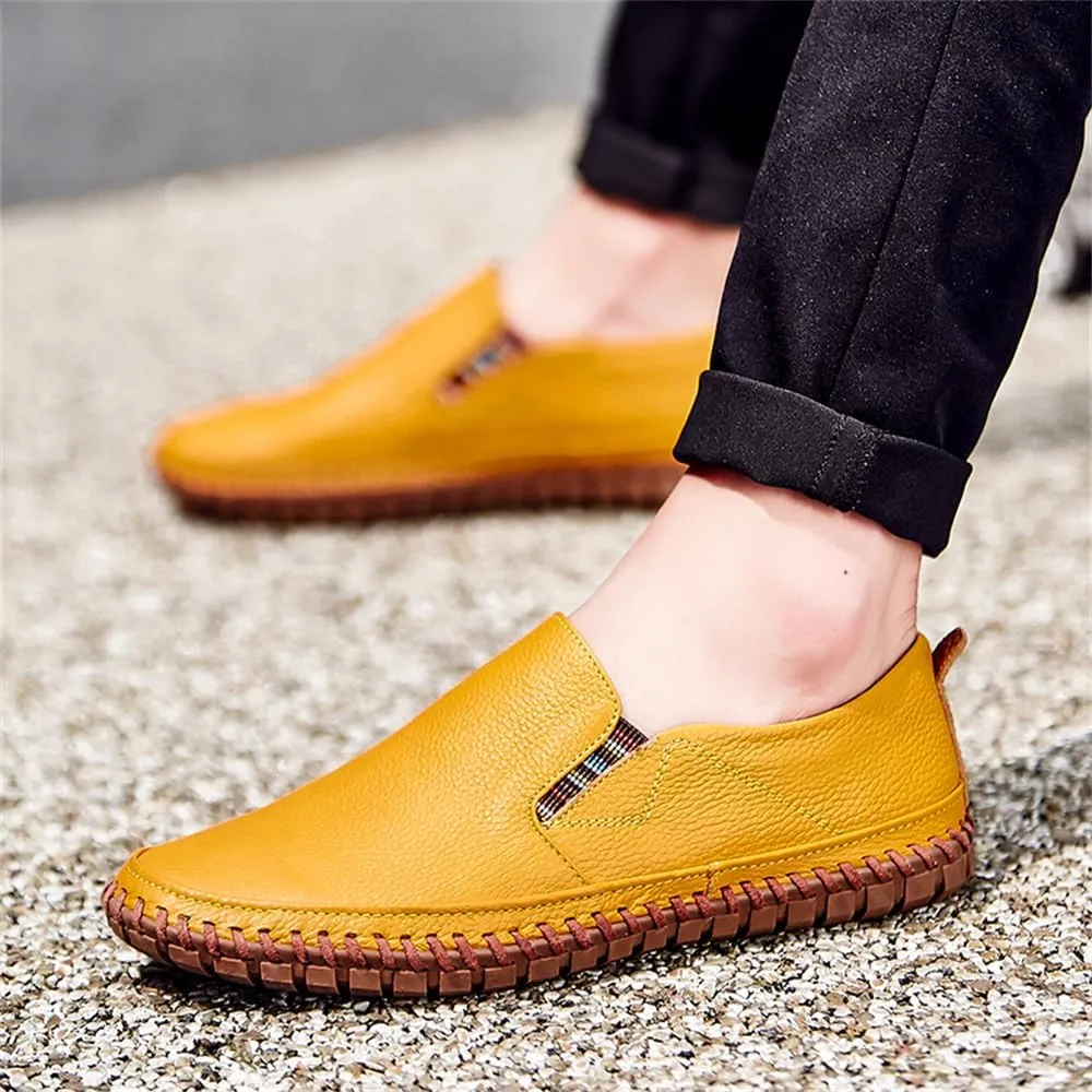 Handmade Leather Men's Loafers Moccasin Driving Shoes Slip on Soft Flats Shoes Men's Casual Shoes