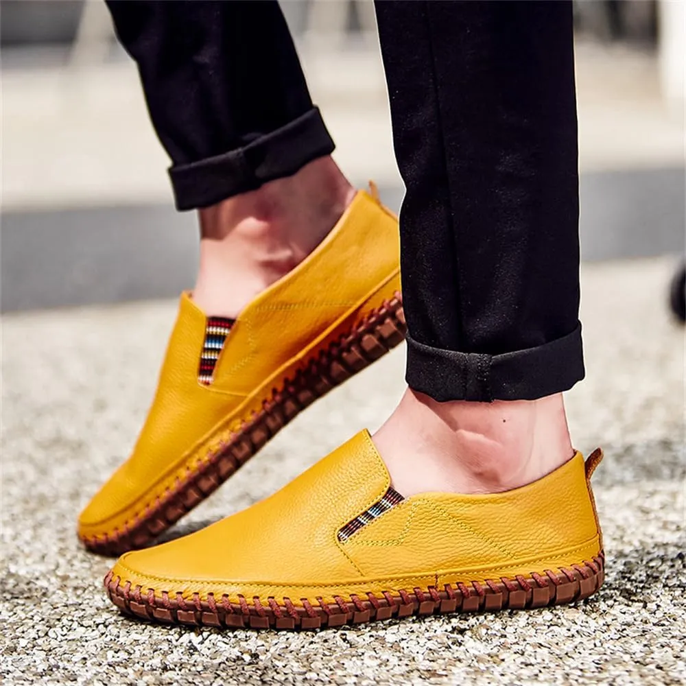 Handmade Leather Men's Loafers Moccasin Driving Shoes Slip on Soft Flats Shoes Men's Casual Shoes