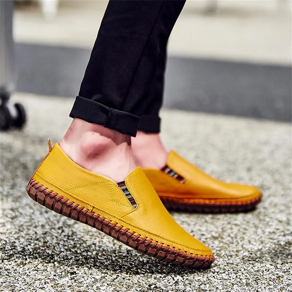 Handmade Leather Men's Loafers Moccasin Driving Shoes Slip on Soft Flats Shoes Men's Casual Shoes