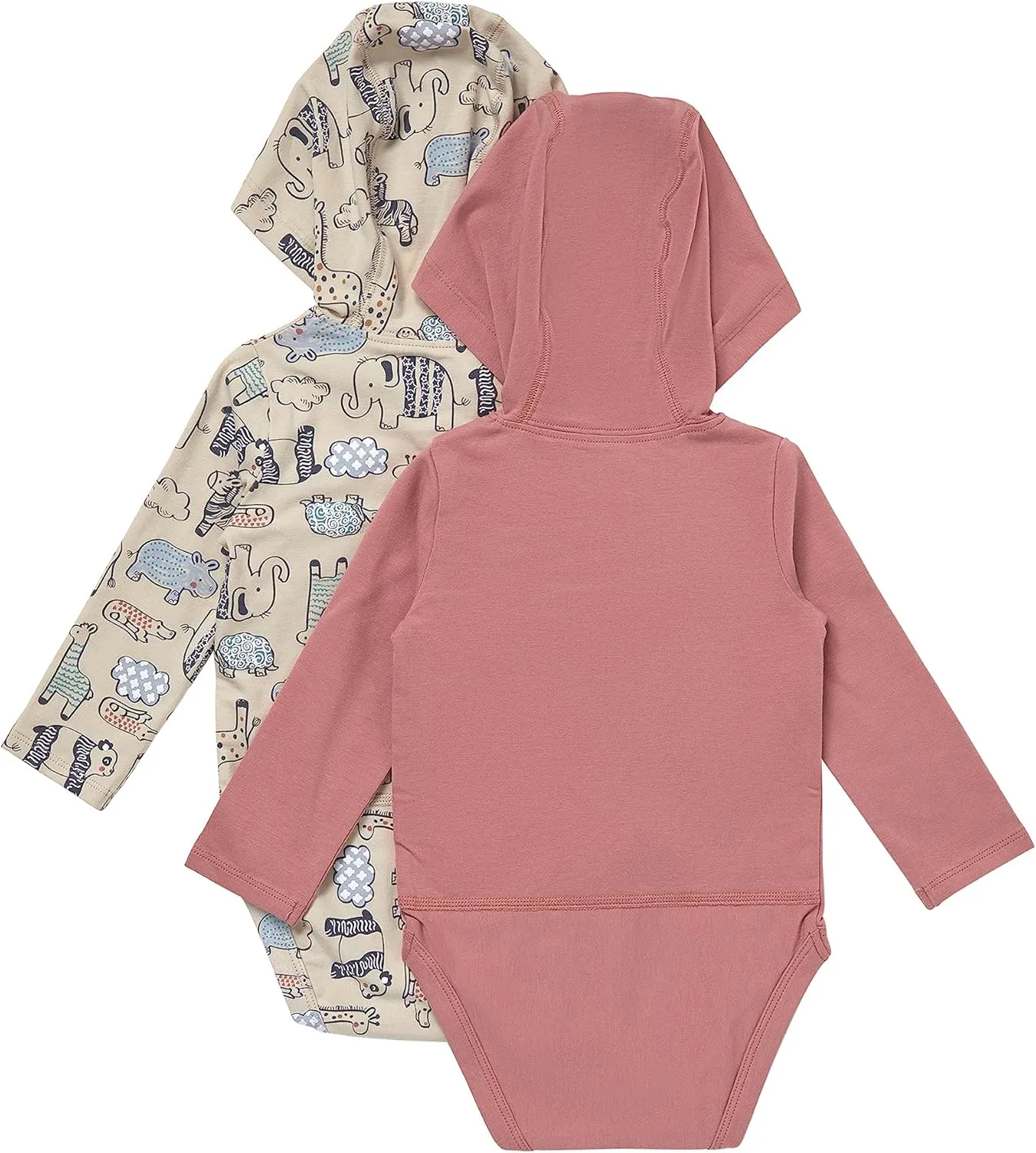 Hanes baby-girls Pure Comfort Long Sleeve Hoodie Bodysuits, Infant Bodysuits, Unisex, 3-pack