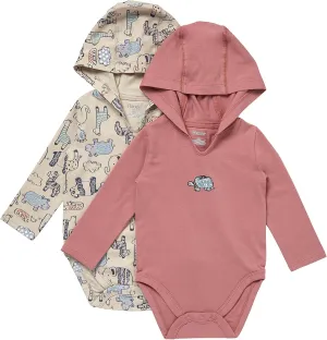 Hanes baby-girls Pure Comfort Long Sleeve Hoodie Bodysuits, Infant Bodysuits, Unisex, 3-pack