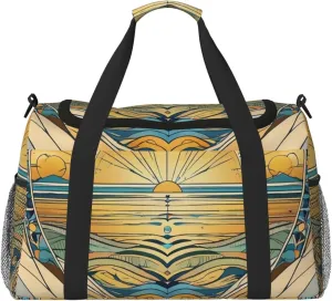 Harmonic Horizons Print Travel Duffel Bag for Men & Women, Foldable Travel Bags and Spacious Weekender Tote Bag for Storage Toiletry Luggage Personal Item