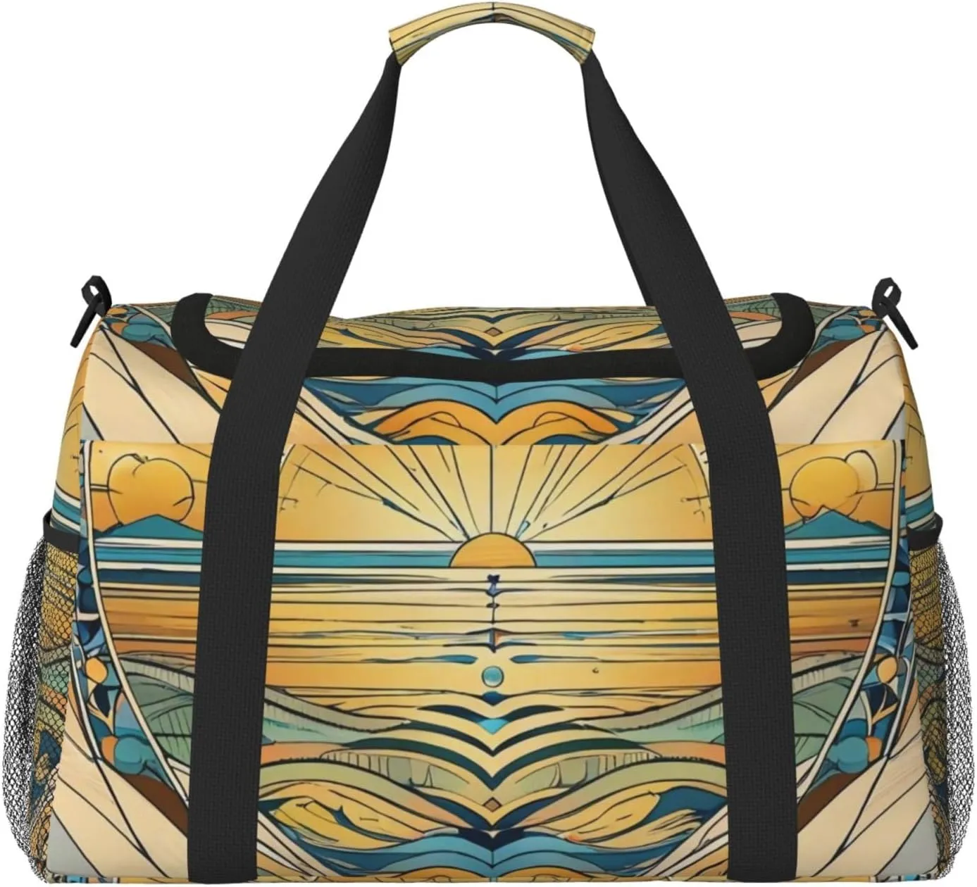 Harmonic Horizons Print Travel Duffel Bag for Men & Women, Foldable Travel Bags and Spacious Weekender Tote Bag for Storage Toiletry Luggage Personal Item