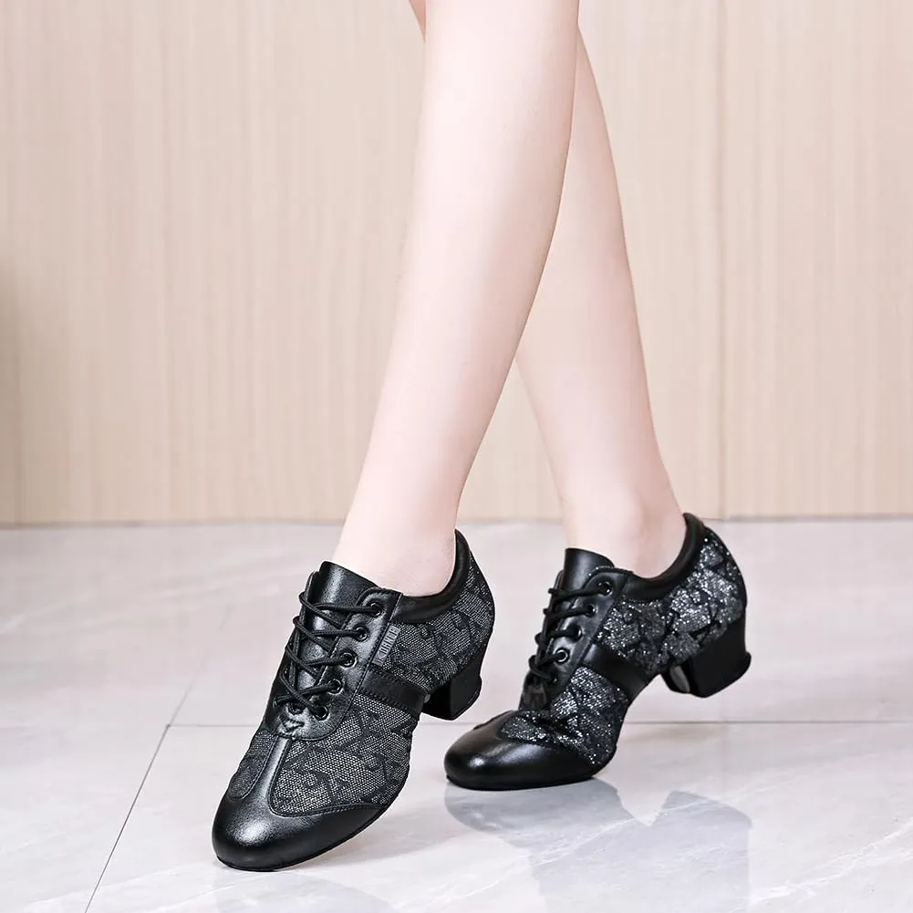 HIPPOSEUS Women's Professional Latin Dance Practice Shoes Closed Toe Competition Training Dance Shoes Indoor,Model 2213