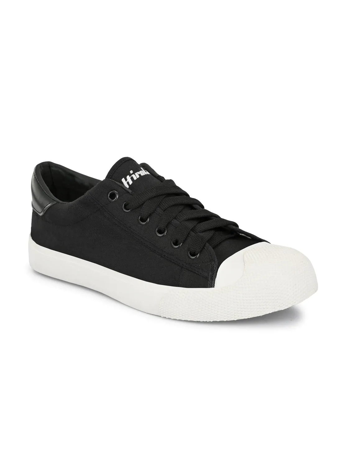 Hirolas® Men's Black Canvas Vulcansied Skateboard Lace Up Sneaker Shoes (HRL2076BLK)