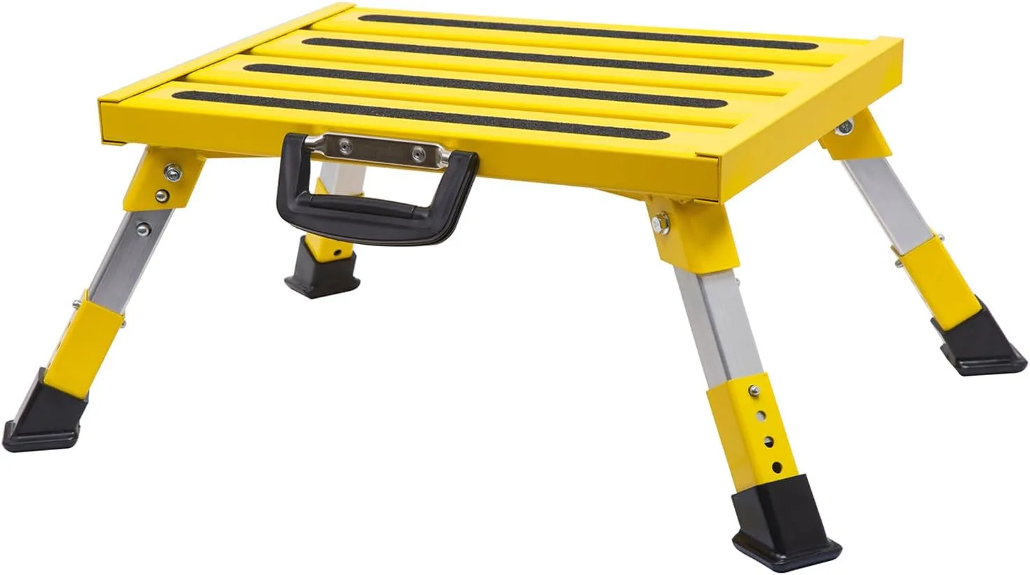 Homeon Wheels RV Steps Portable Foldable RV Steps Anti-Slip Surface with Handles Aluminum Folding Safety Platform Adjustable Height Supports Up to 1000 lbs for Camping Travel Trailer Truck