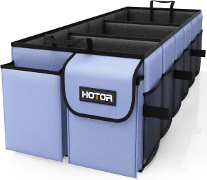 HOTOR Foldable Trunk Organizer - SUV & Sedan Compatible, 3 Compartment Blue 31.9"12.6"10.6" Sturdy Car Accessories Organizer
