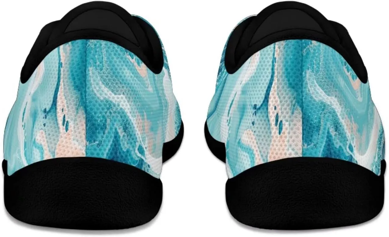 Howilath Marble Print Women Barefoot Shoes Lace-up Flat Shoes with Anti-Slip Sole Breathable Casual Sport Shoes