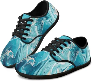 Howilath Marble Print Women Barefoot Shoes Lace-up Flat Shoes with Anti-Slip Sole Breathable Casual Sport Shoes