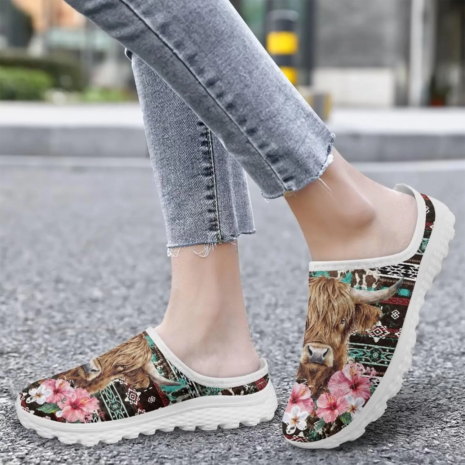 Howilath Mesh Mule Tennis Shoes for Women with Soft EVA Sole Fashion Backless Slip on Sneakers Lightweight Walking Shoes US 6-13.5