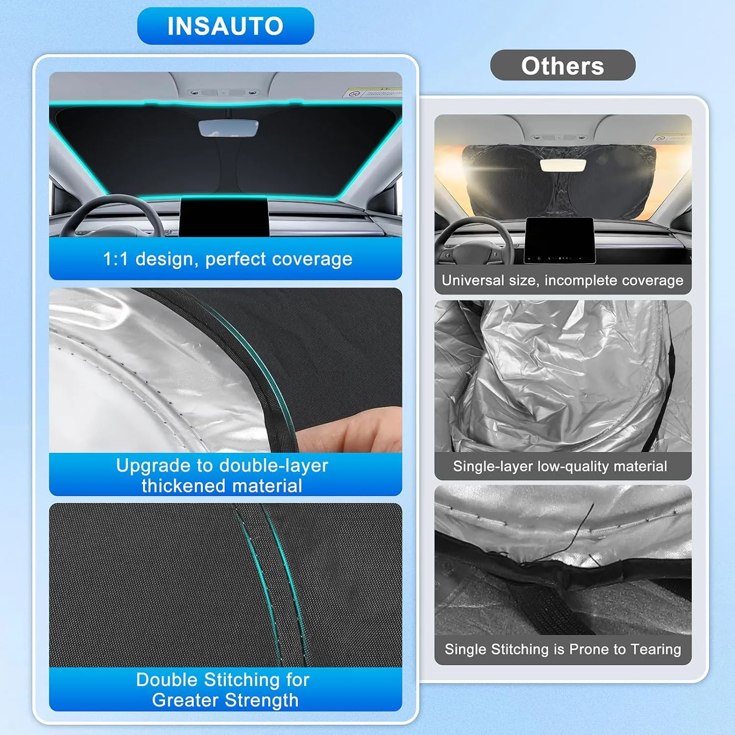INSAUTO Foldable Windshield Sun Shade for Subaru Forester 2019-2025, Heat & UV Protection Car Sunshade with Storage Bag, Keep Interior Cool & Easy Installation