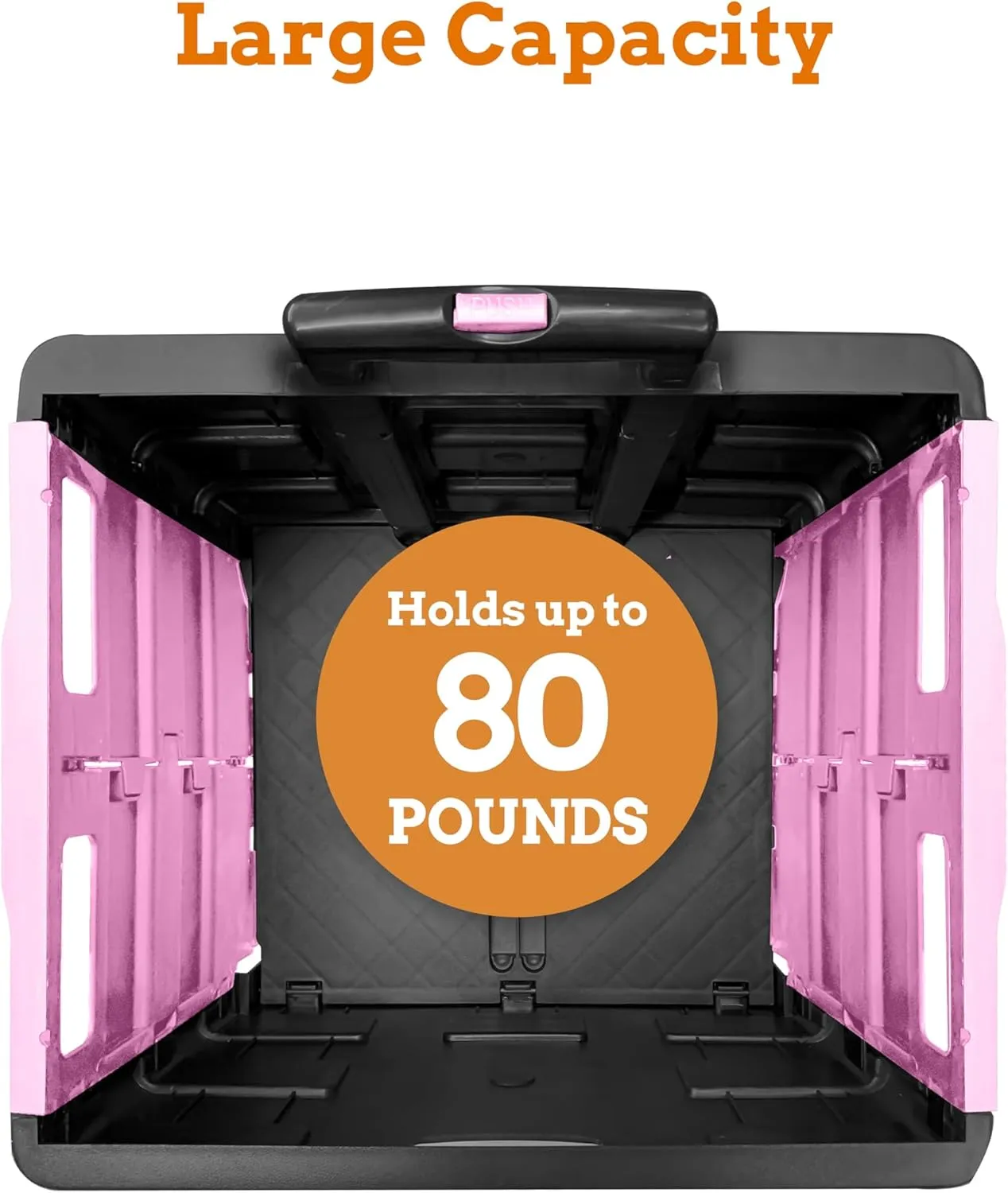 Inspired Living Ultra-Slim Rolling Collapsible Storage Pack-N-Roll Utility-carts, with Telescopic Handle, for Home, Garden, Shopping, Office, School use, Large, Pink & Black