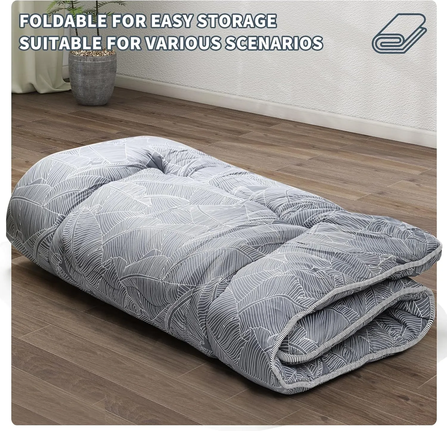 Japanese Floor Mattress,4" Thicken Japanese Floor Sleeping Pad Foldable,Futon Mattress Suitable for Camping and Guest Room (Grey, Twin (80" x 36"))