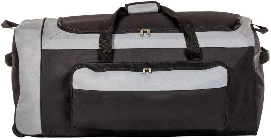 Jetstream Foldable 145L Duffle Bag with Triple Inline Wheels, Large Collapsible Duffel for Camping & Travel, Black Grey