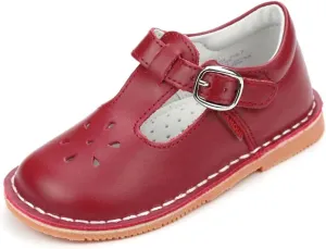 Joy Classic Leather Stitch Down T-Strap | Girl's Mary Jane Flat (Toddler/Little Kid)
