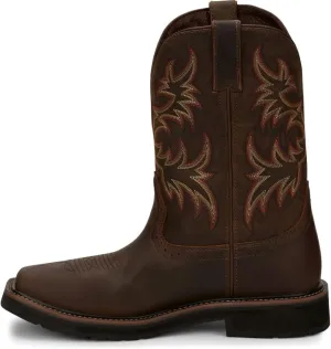 Justin Driller 11" Square Steel Toe Men's Boot, Durable Leather, Slip-Resistant, Comfort Cushioned Insole for Work Safety