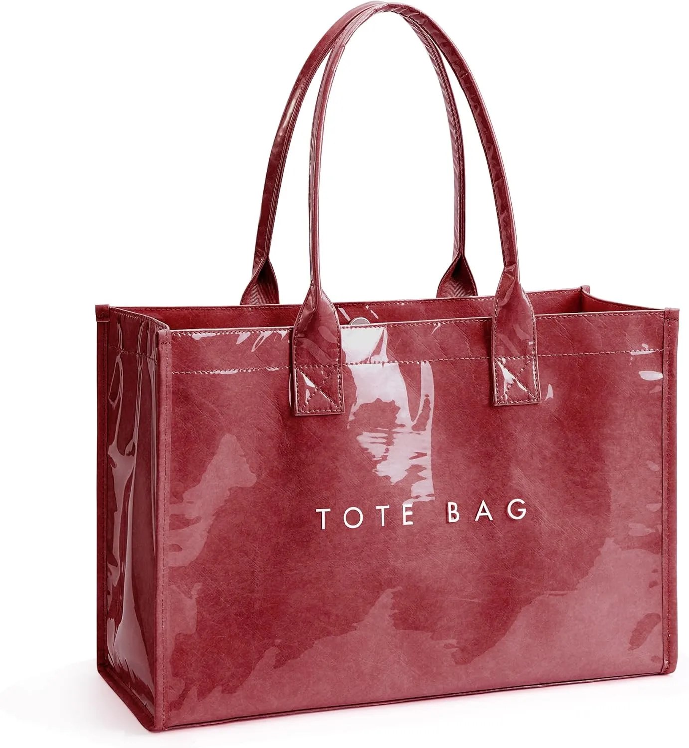 KALIDI PVC Tote Bag Women’s Kraft Paper Work Handbags Purses with Top Handle