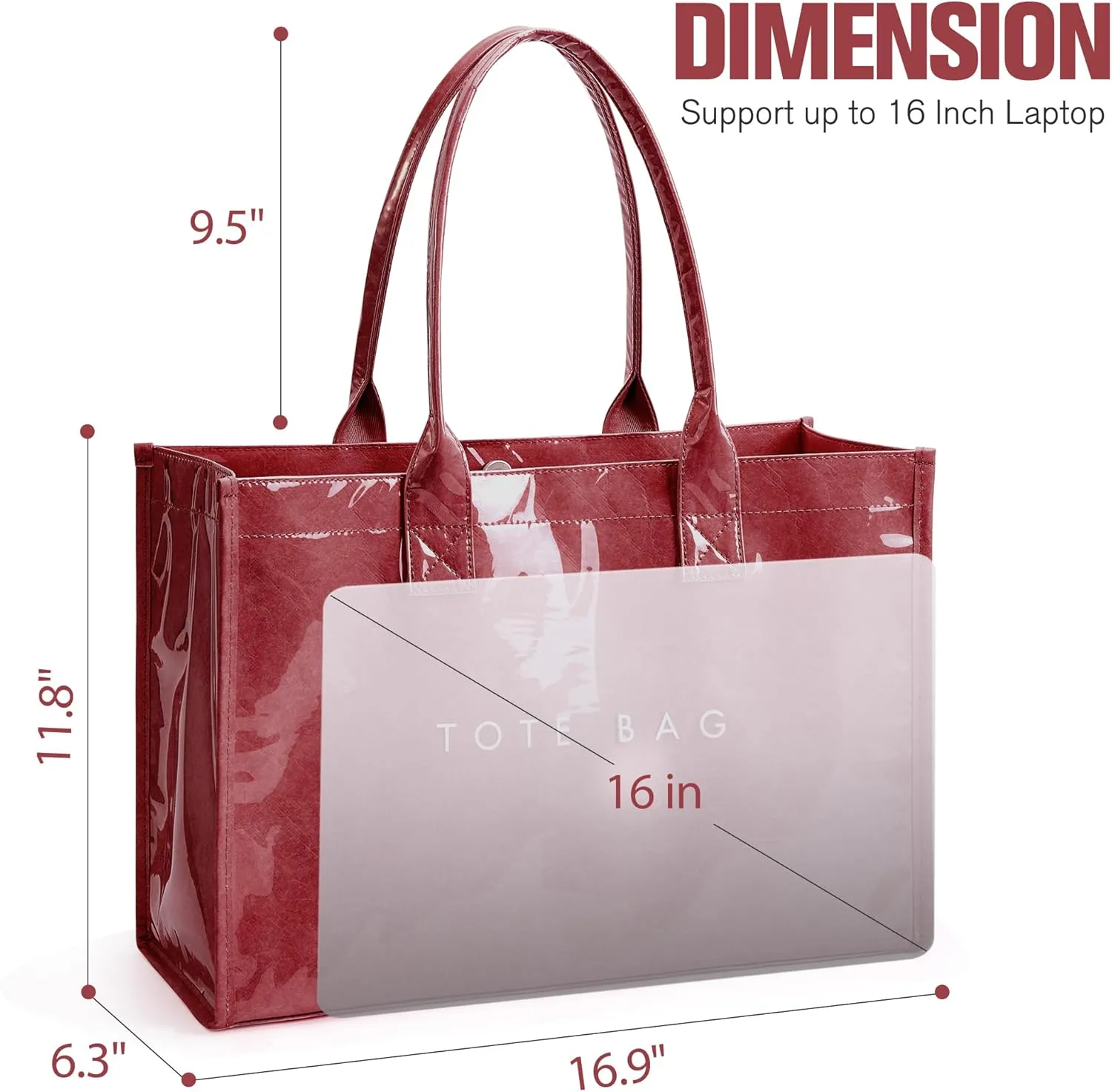 KALIDI PVC Tote Bag Women’s Kraft Paper Work Handbags Purses with Top Handle