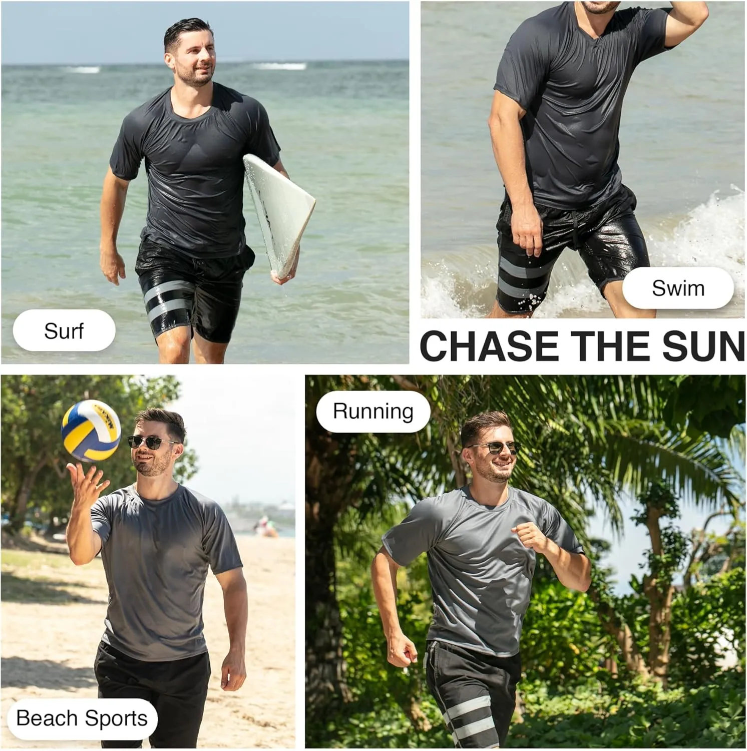 Kanu Surf Men's Short Sleeve UPF 50 Swim Shirt Rash Guard Sun Shirt (Regular & Extended Sizes)