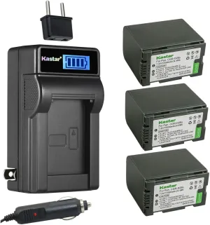 Kastar 3-Pack CGR-D28 Battery and LCD AC Charger Compatible with Panasonic CGA-D120A/1B, CGA-D120E/1B, CGR-D08, CGR-D08A/1B, CGR-D08R, CGR-D08S, CGR-D08SE/1B, CGR-D120, CGR-D120A/1B Battery
