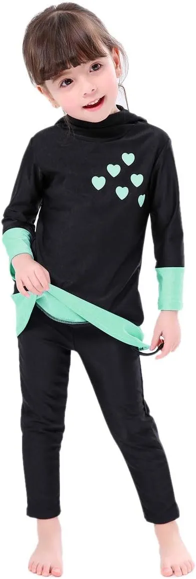 Kids Muslim Swimsuit for Girls Islamic Burkini Full Cover Hijab Top Pants Long Sleeve Rash Guard Swimwear Beach Bathing Suit